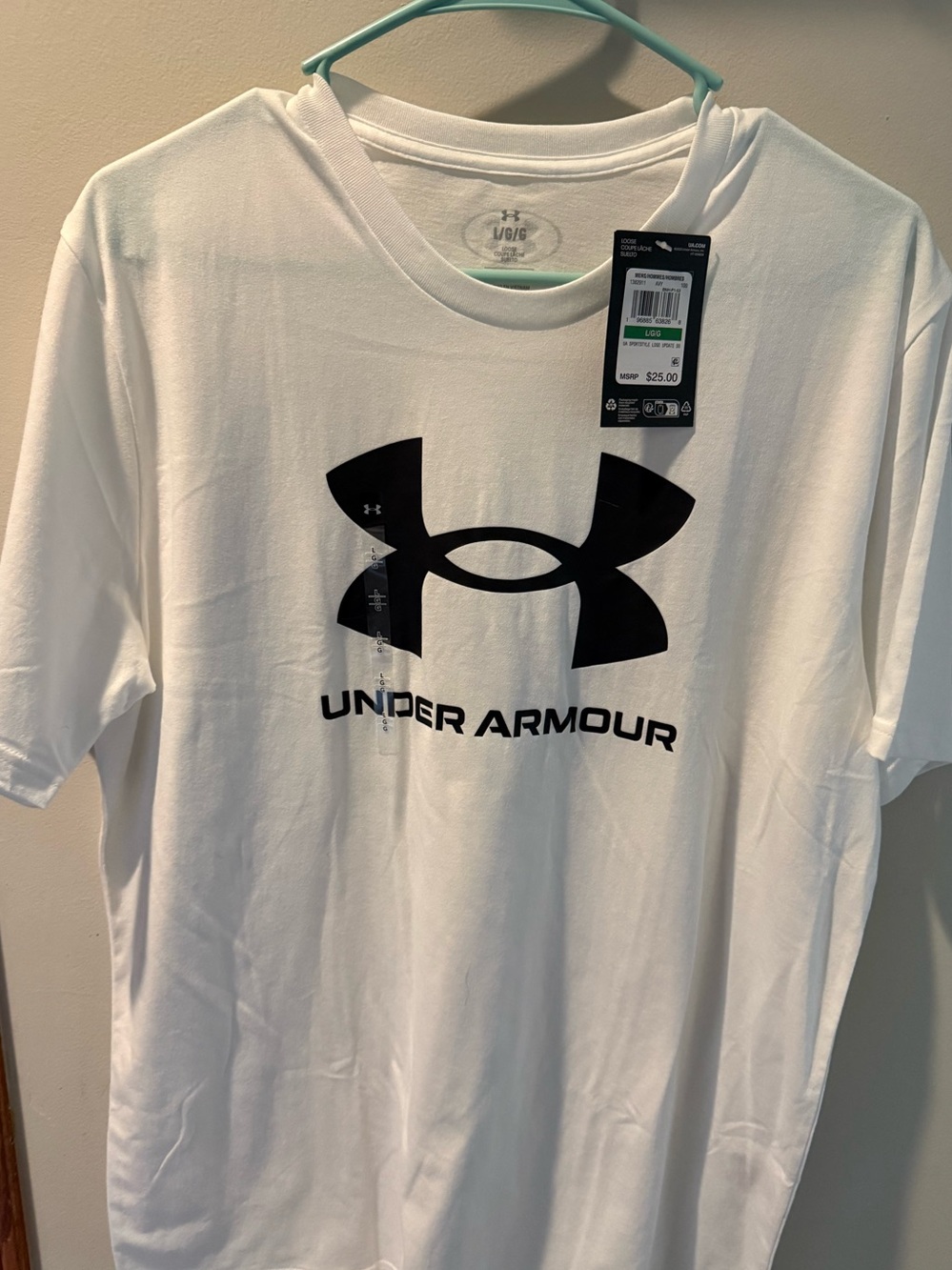 Under Armour White Short-Sleeve Logo Tee with Black Print